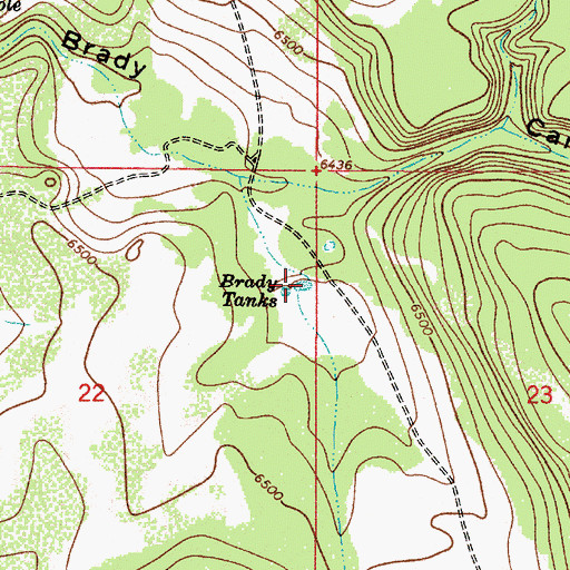 Topographic Map of Brady Tanks, AZ