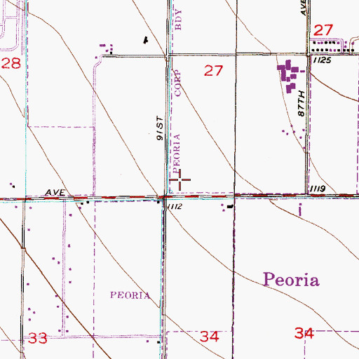 Topographic Map of South Peoria Baptist Church, AZ