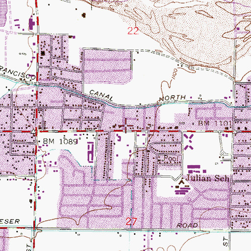 Topographic Map of South Phoenix Missionary Church, AZ