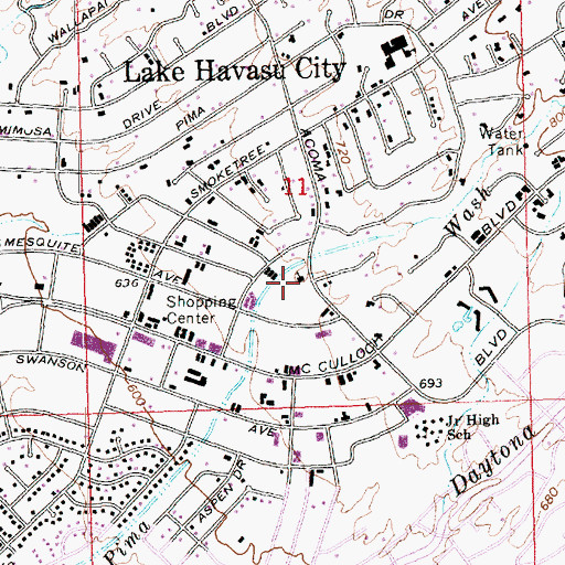 Topographic Map of Southwest Baptist Church, AZ