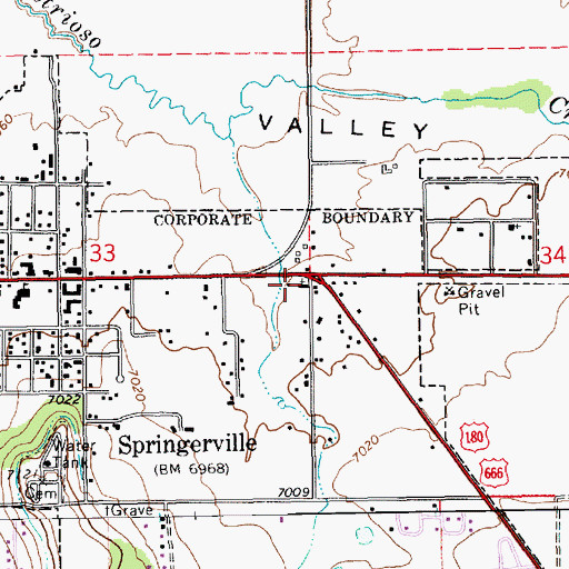 Topographic Map of Springerville Seventh Day Adventist Church, AZ