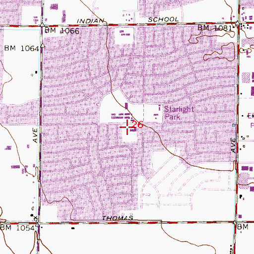 Topographic Map of Starlight Park Baptist Church, AZ