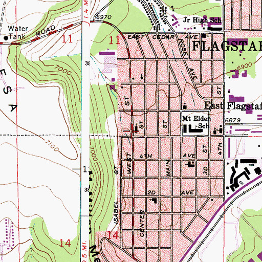 Topographic Map of Sunnyside Baptist Church, AZ