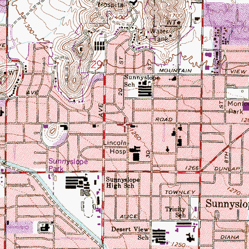 Topographic Map of Sunnyslope Presbyterian Church, AZ