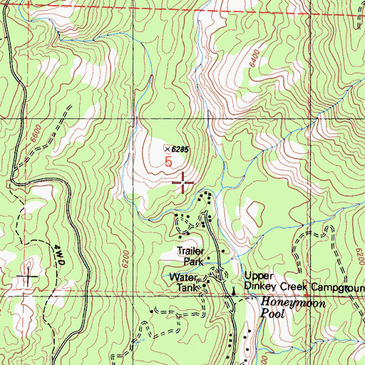 Topographic Map of Rock Creek, CA