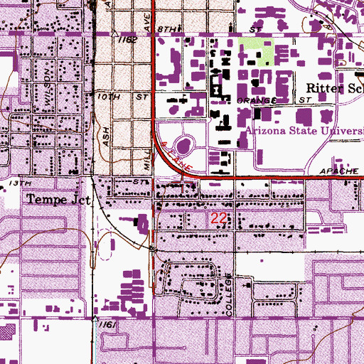 Topographic Map of Tempe Seventh Day Adventist Church, AZ