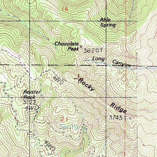 Topographic Map of Rocky Ridge, CA