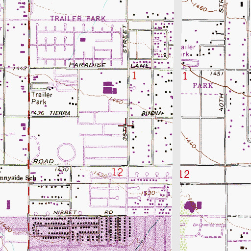 Topographic Map of Thirty Sixth Street Missionary Baptist Church, AZ