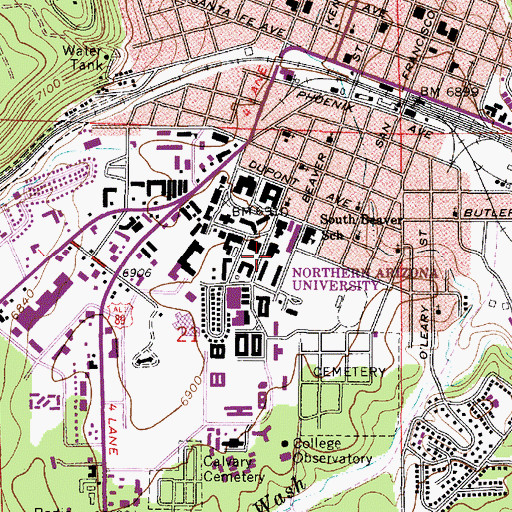 Topographic Map of Northern Arizona University Flagstaff Campus Biological Greenhouse, AZ
