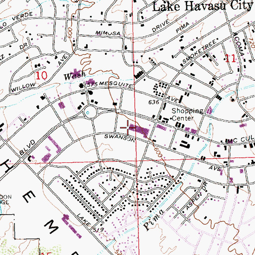 Topographic Map of McCulloch Center Shopping Center, AZ