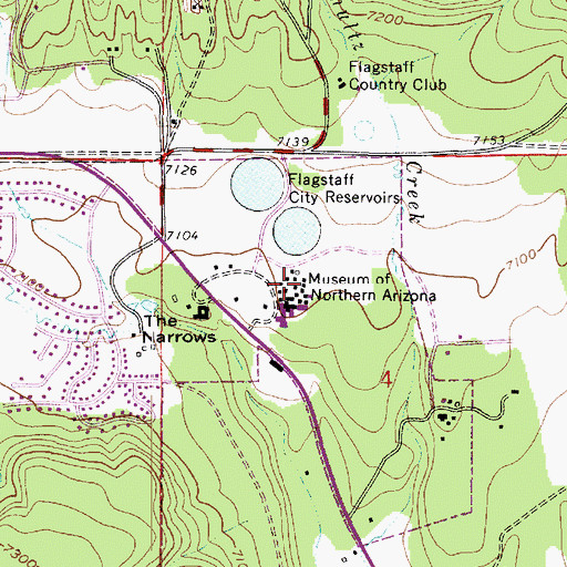 Topographic Map of Museum of Northern Arizona Colton Research Center Campus Museum Gilbert Building, AZ