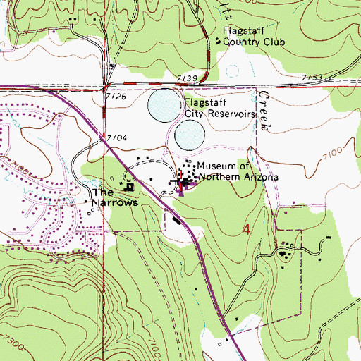 Topographic Map of Museum of Northern Arizona Colton Research Center Campus Museum Marcou Building, AZ