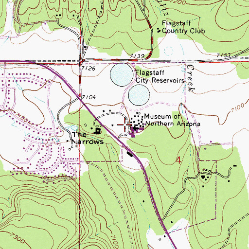 Topographic Map of Museum of Northern Arizona Colton Research Center Campus Museum Matthews Building, AZ