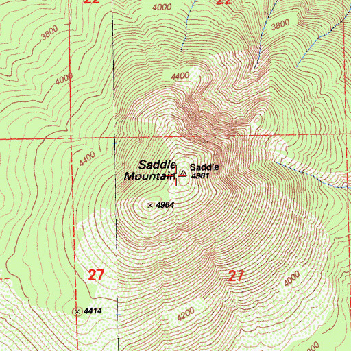 Topographic Map of Saddle Mountain, CA