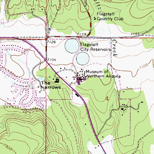 Topographic Map of Museum of Northern Arizona Colton Research Center Campus Museum Powell Building, AZ