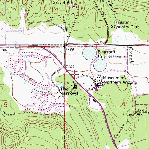 Topographic Map of Museum of Northern Arizona Colton Research Center Campus Museum Reichard Building, AZ