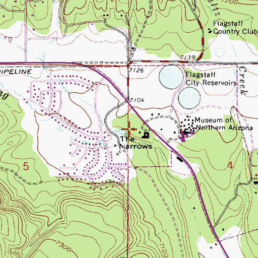 Topographic Map of Museum of Northern Arizona Colton Research Center Campus Museum Woodhouse Building, AZ