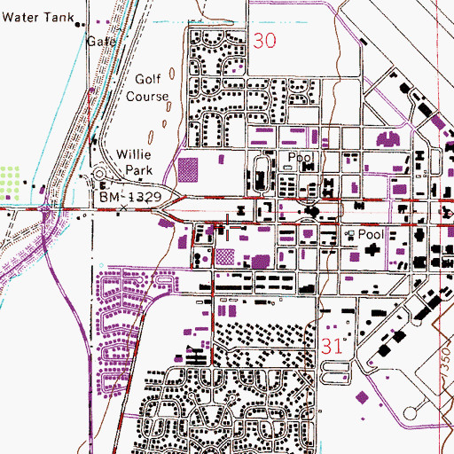 Topographic Map of Arizona State University Polytechnic Campus Picacho Hall, AZ