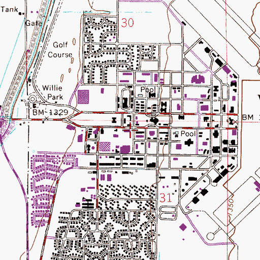 Topographic Map of Arizona State University Polytechnic Campus Sutton Hall, AZ