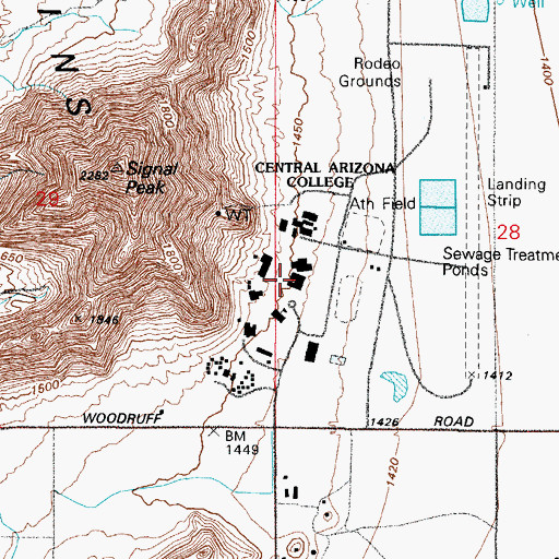 Topographic Map of Central Arizona College Signal Peak Campus Bradley Sizer Jr Center for Business Studies, AZ