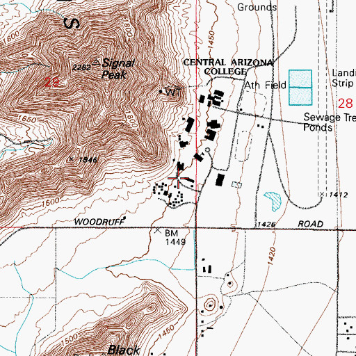 Topographic Map of Central Arizona College Signal Peak Campus Filberto Rudolfo Ortiz Building, AZ