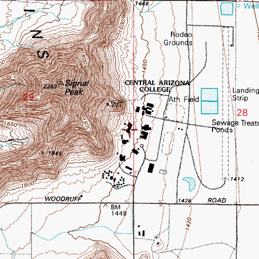 Topographic Map of Central Arizona College Signal Peak Campus Interactive Learning Center, AZ