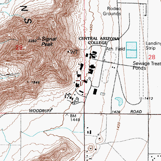 Topographic Map of Central Arizona College Signal Peak Campus James T O'Neil Administration Hall, AZ