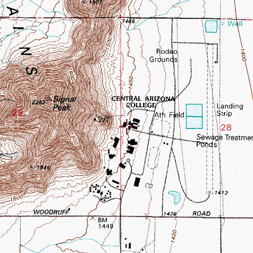 Topographic Map of Central Arizona College Signal Peak Campus Paul Pearce Center for Technological Studies, AZ