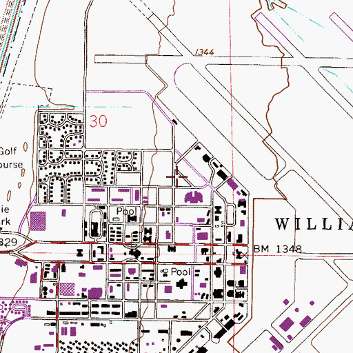 Topographic Map of Chandler - Gilbert Community College Williams Campus Engel Hall, AZ