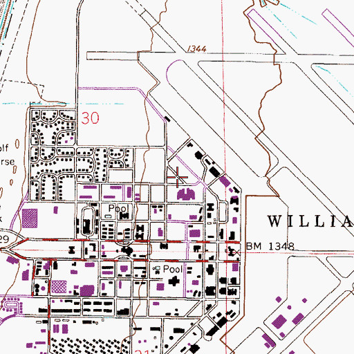 Topographic Map of Chandler - Gilbert Community College Williams Campus Mortuary Science Building, AZ