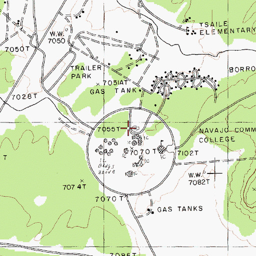 Topographic Map of Dine College Tsaile Campus Gymnasium, AZ