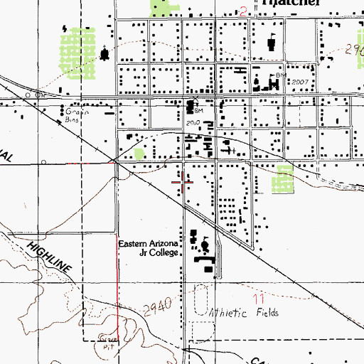 Topographic Map of Eastern Arizona College Thatcher Campus Academic Programs Building, AZ