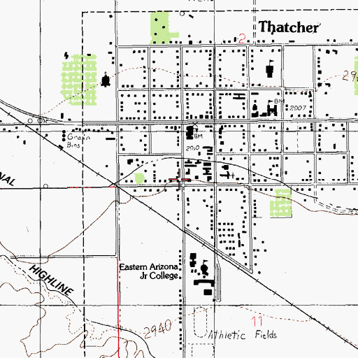 Topographic Map of Eastern Arizona College Thatcher Campus Allied Health Lab, AZ