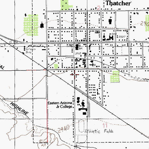 Topographic Map of Eastern Arizona College Thatcher Campus Art Building C, AZ