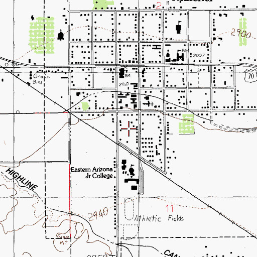 Topographic Map of Eastern Arizona College Thatcher Campus Family Consumer Resources Building, AZ