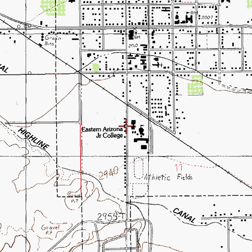 Topographic Map of Eastern Arizona College Thatcher Campus Industrial Technology Building, AZ