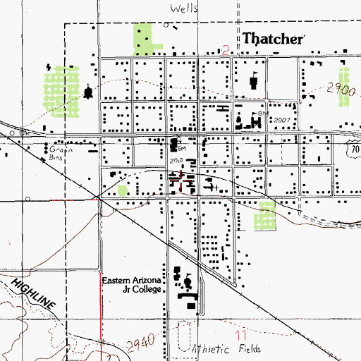Topographic Map of Eastern Arizona College Thatcher Campus Math and Science Building, AZ
