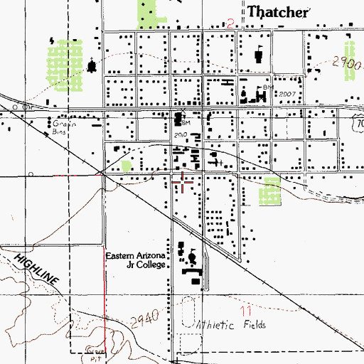 Topographic Map of Eastern Arizona College Thatcher Campus Student Learning Center, AZ