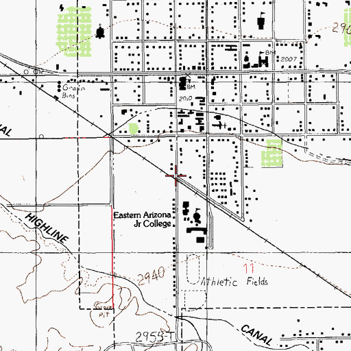 Topographic Map of Eastern Arizona College Thatcher Campus Student Services Building, AZ