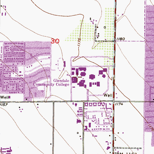 Topographic Map of Glendale Community College Main Campus Administration Building, AZ