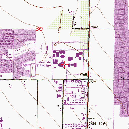 Topographic Map of Glendale Community College Main Campus Business Building, AZ