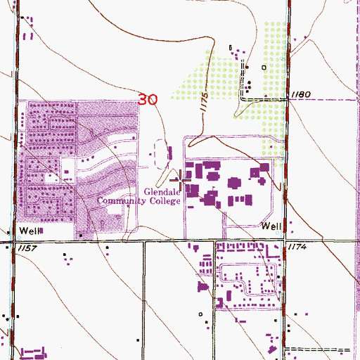 Topographic Map of Glendale Community College Main Campus Fitness and Wellness Building, AZ