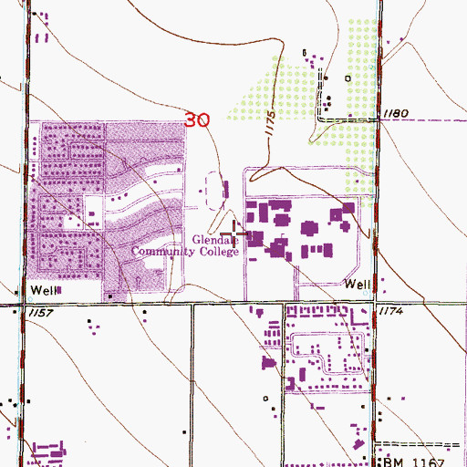 Topographic Map of Glendale Community College Main Campus Fitness Center, AZ