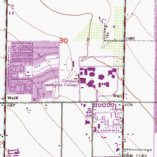 Topographic Map of Glendale Community College Main Campus Gym, AZ