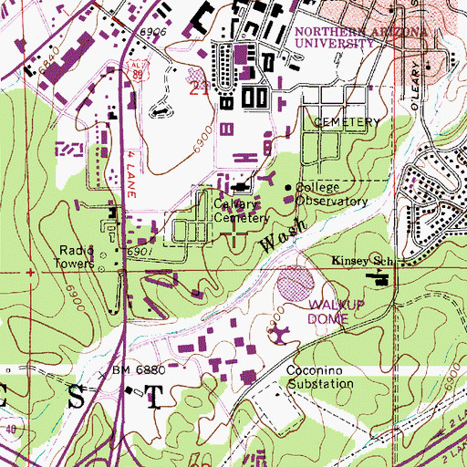 Topographic Map of Northern Arizona University Flagstaff Campus Bilby Research Center, AZ