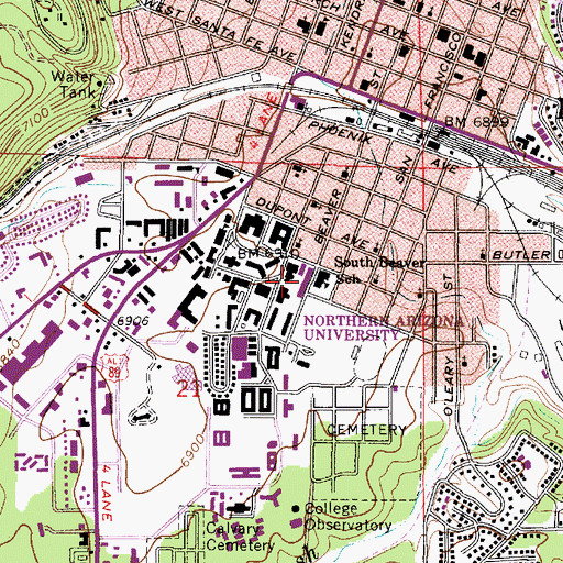 Topographic Map of Northern Arizona University Flagstaff Campus Biological Sciences Building, AZ