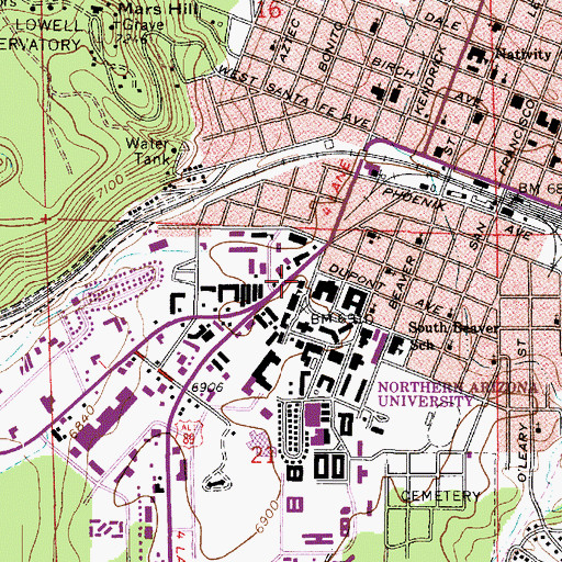 Topographic Map of Northern Arizona University Flagstaff Campus Blome Building, AZ