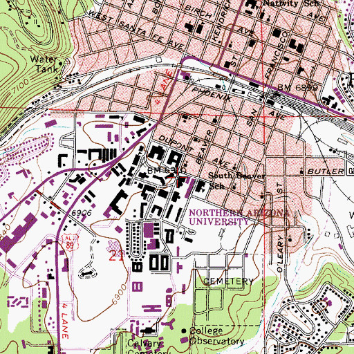 Topographic Map of Northern Arizona University Flagstaff Campus Chemistry Building, AZ
