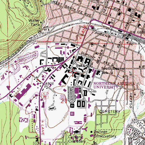 Topographic Map of Northern Arizona University Flagstaff Campus Communication Building, AZ