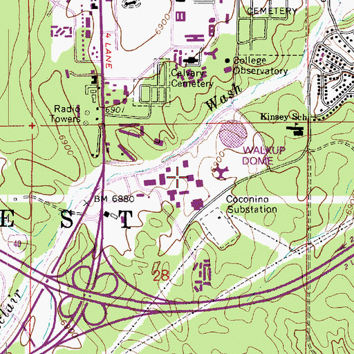 Topographic Map of Northern Arizona University Flagstaff Campus du Bois Center, AZ